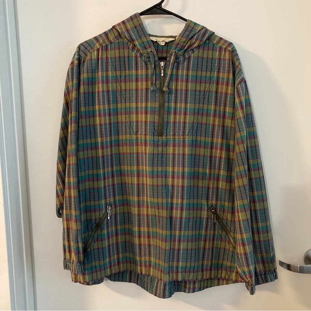 Vintage Eddie Bauer Cotton Plaid Hooded Pullover